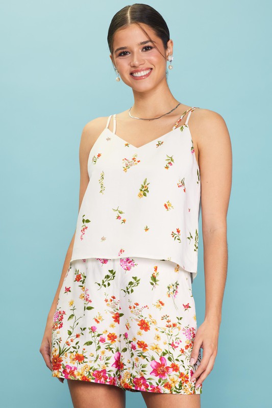 FLORAL PRINT TANK TOP - WHITE