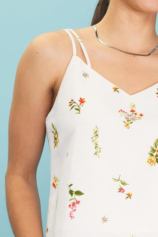 FLORAL PRINT TANK TOP - WHITE