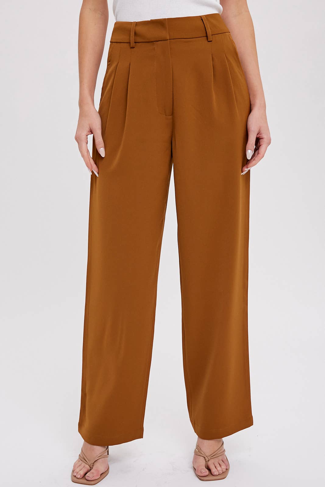 TAILORED HIGH WAISTED PANTS - HAZELNUT