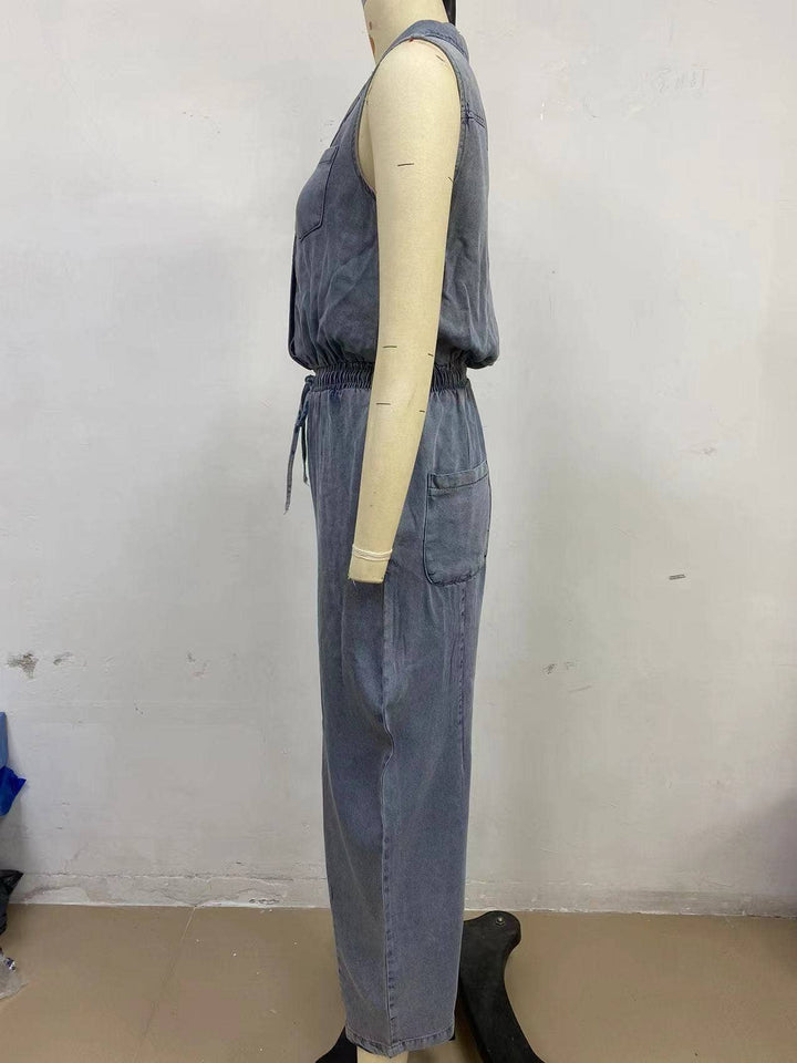 WASHED DENIM JUMPSUIT