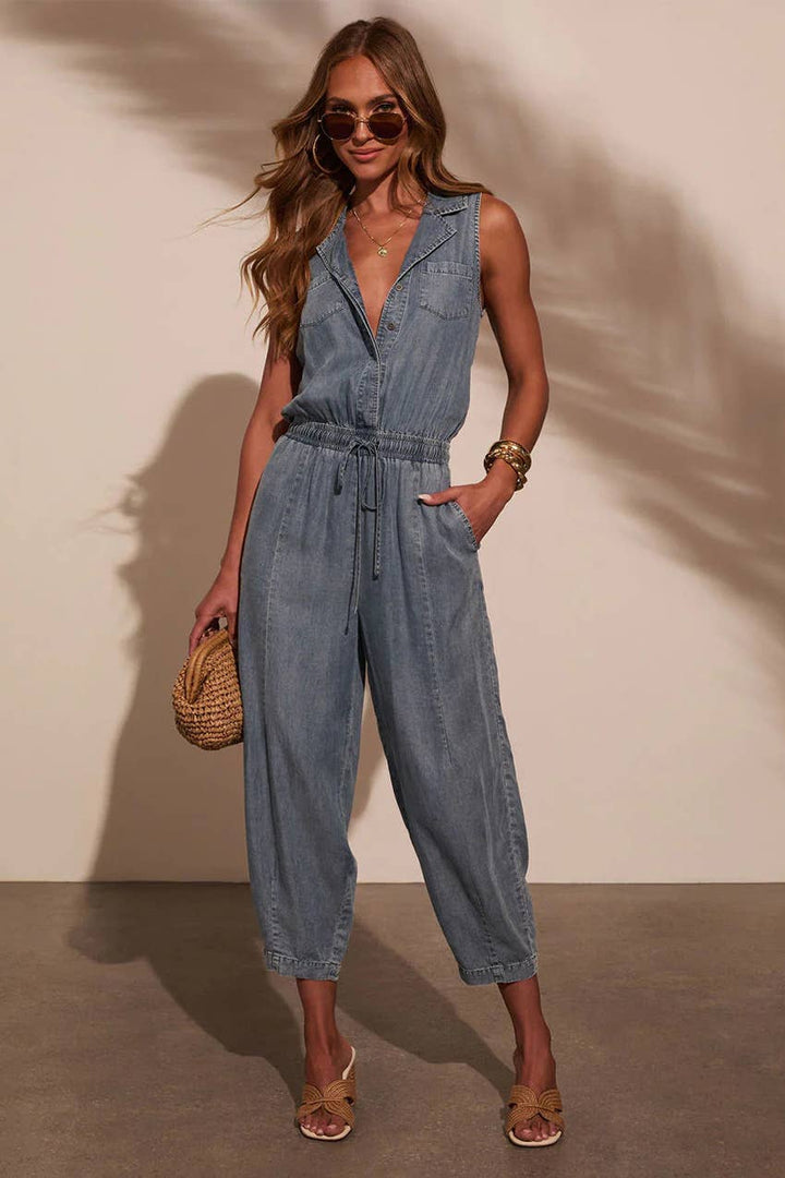 WASHED DENIM JUMPSUIT