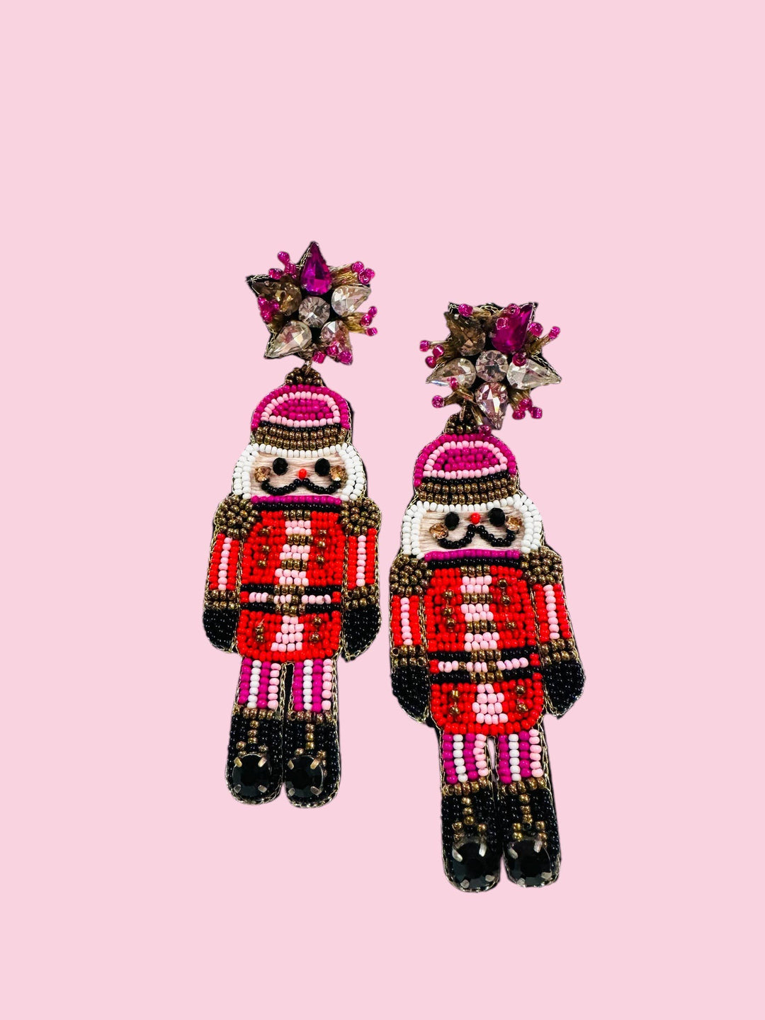 NUTCRACKER DANGLE EARRINGS - PINK