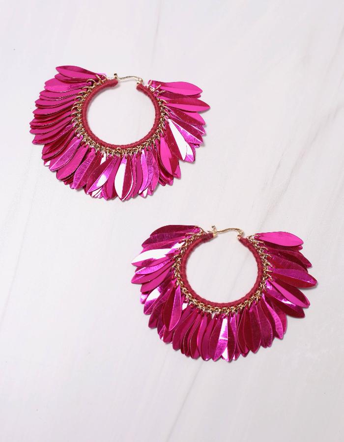 RANSOM SEQUIN HOOPS - FUCHSIA