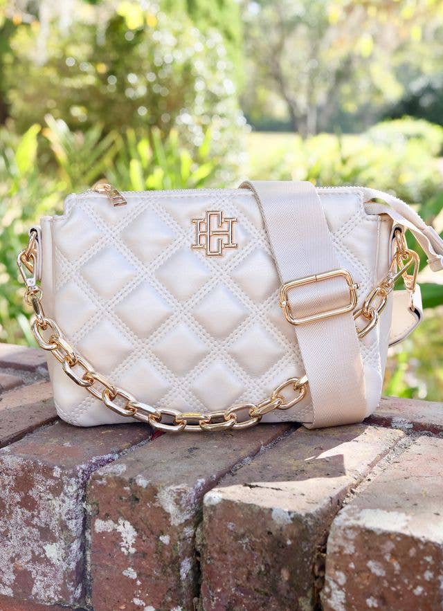 JACE QUILTED VEGAN CROSSBODY - PEARL