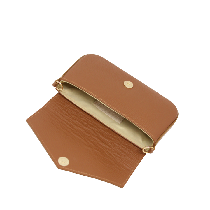 GENUINE ITALIAN LEATHER HANDLE + CROSSBODY BAG - CAMEL