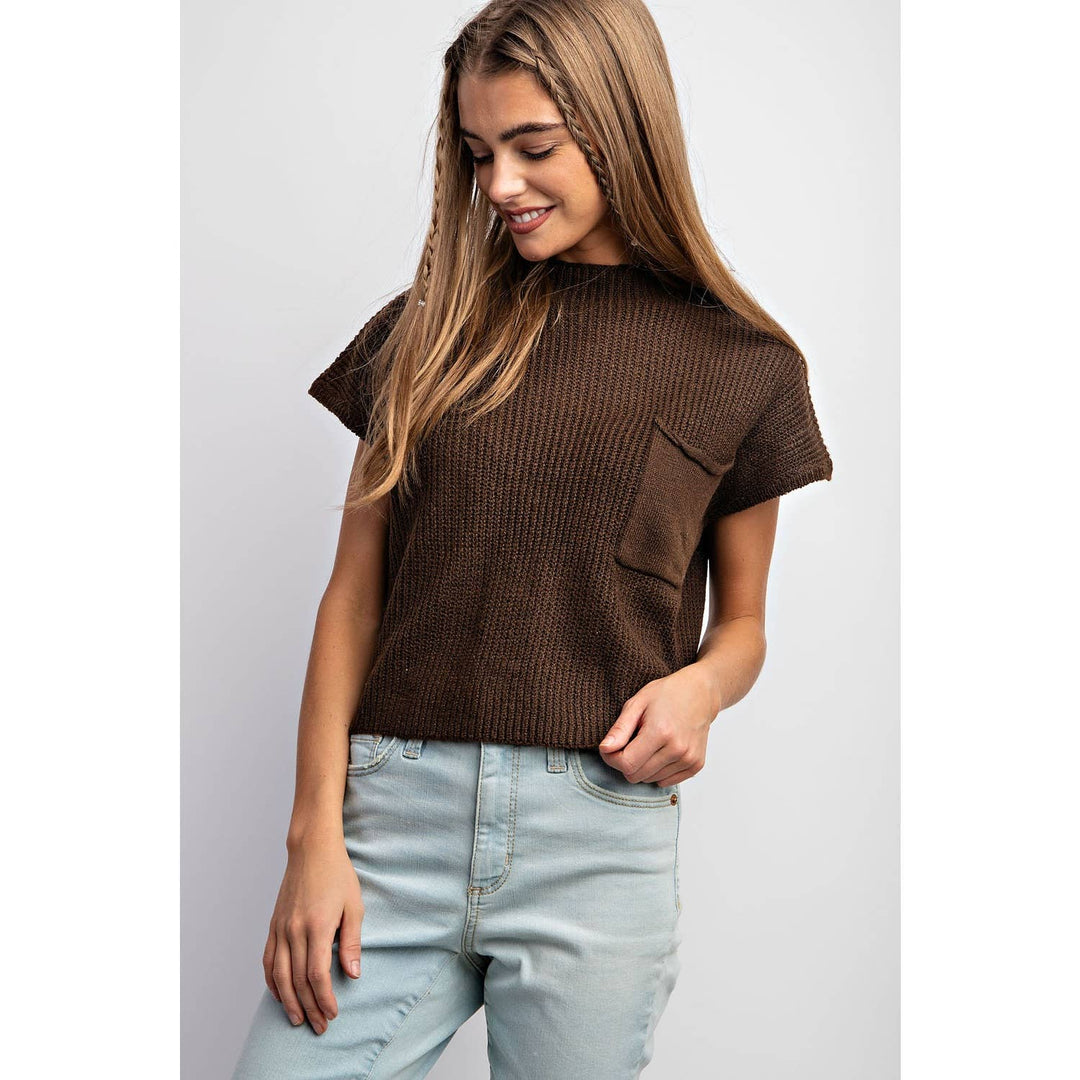 DROP SHOULDER RIB-KNIT SWEATER - OLIVE