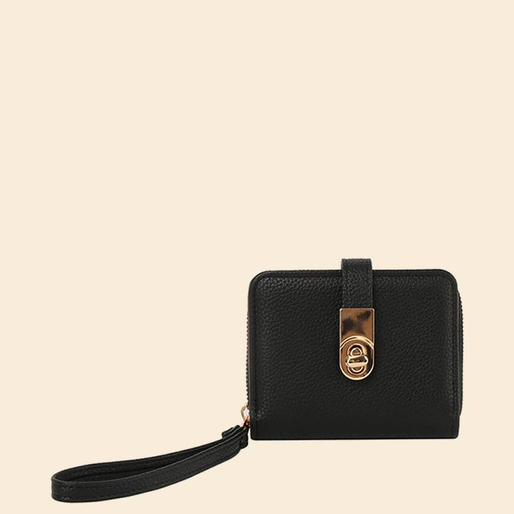 TWIST LOCK FLAP WALLET + WRISTLET - BLACK