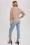 HEART SHAPE POM POM SWEATER - LATTE