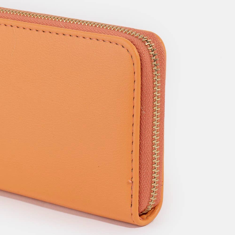 RECTANGULAR VEGAN LEATHER ZIP AROUND WALLET