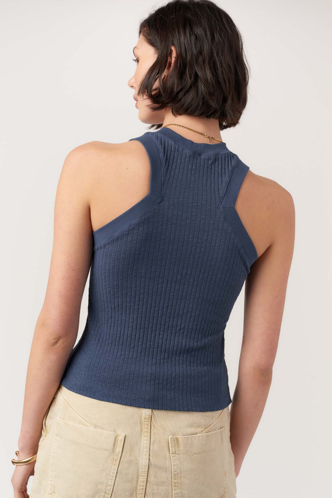 PLAYER RACERBACK RIBBED TANK - NAVY
