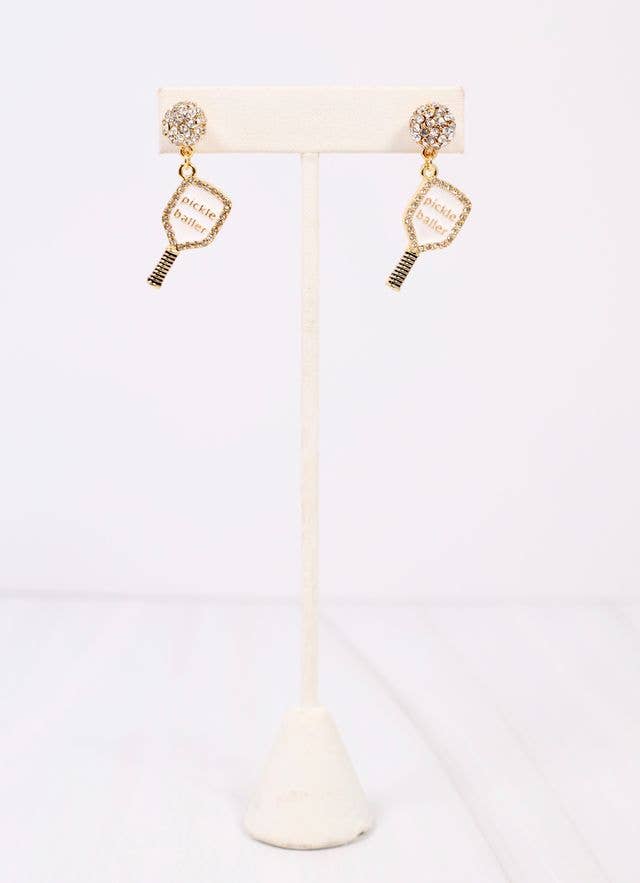 PICKLE BALLER EARRINGS - WHITE