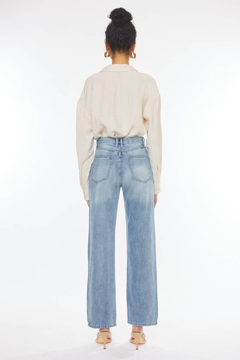 KAN CAN STRAIGHT LEG 90'S JEANS WITH CROSS OVER WAISTBAND