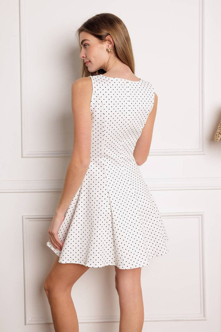 POLKA DOT WOVEN MIDI DRESS - SOFT WHITE