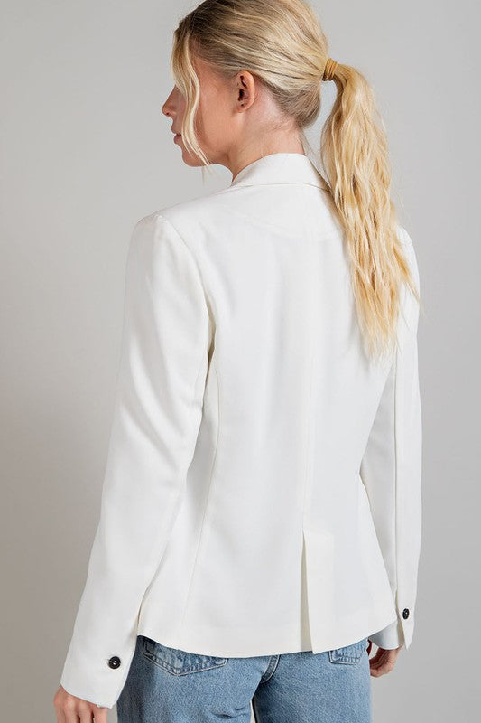 KELLY SINGLE BREASTED BLAZER - OFF WHITE