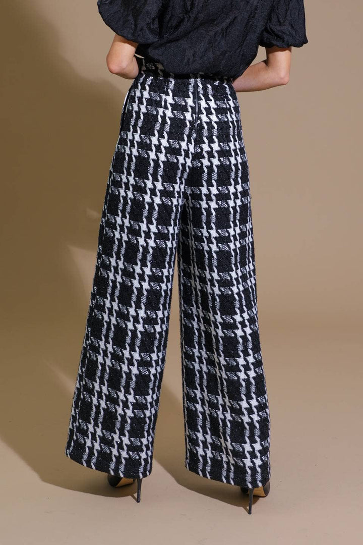 WOVEN TWEED PANTS - BLACK + WHITE
