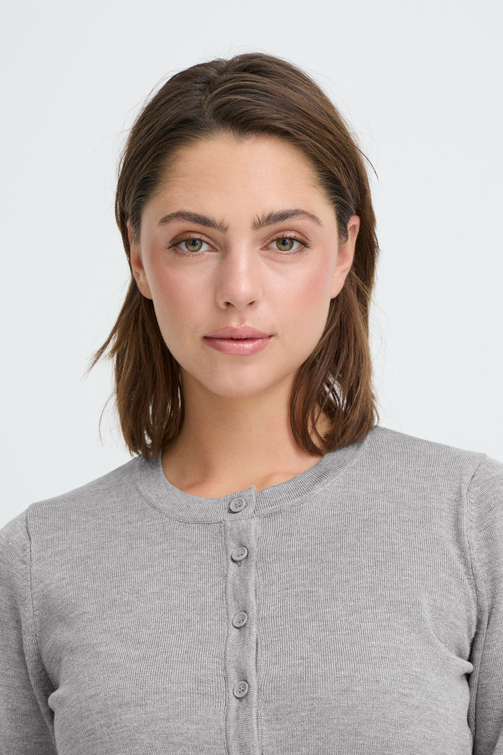 IHLULS O-NECK CARDIGAN - GREY