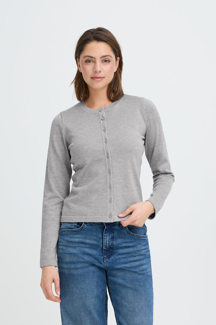 IHLULS O-NECK CARDIGAN - GREY
