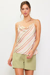 NEUTRAL STRIPE COWL NECK TANK BY SKIES ARE BLUE