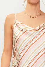 NEUTRAL STRIPE COWL NECK TANK BY SKIES ARE BLUE