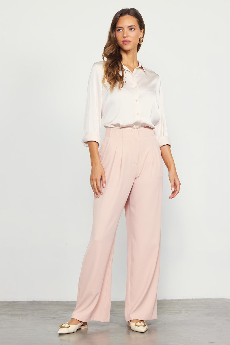 SKIES ARE BLUE RECYCLED WIDE LEG PANTS - ROSE CLOUD