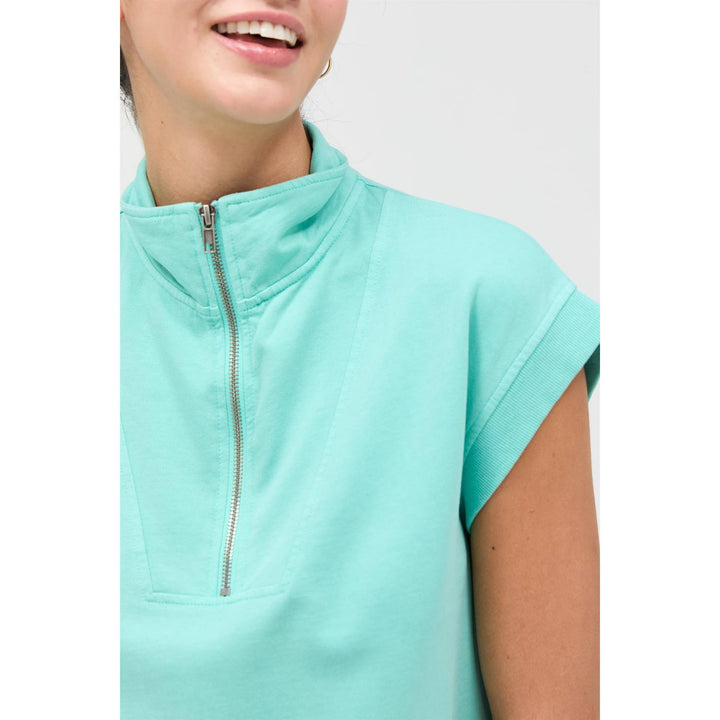 HALF ZIP MOCK NECK MINI DRESS - TURQUOISE