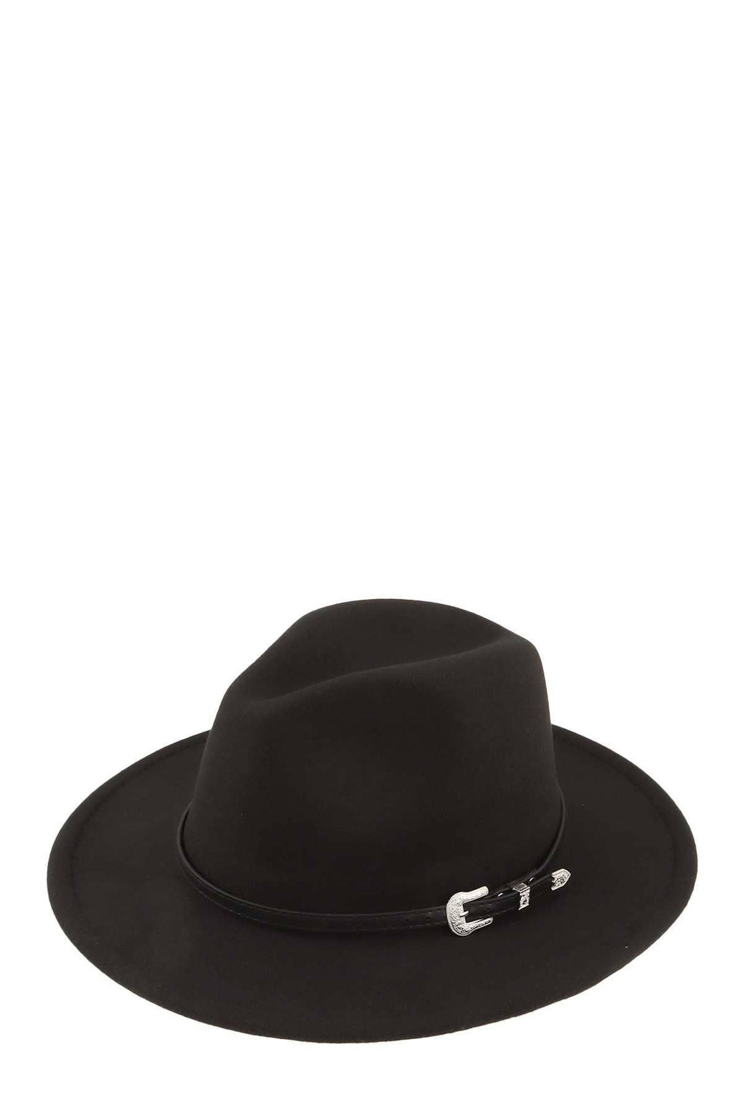 BUCKLE FEDORA HAT - BLACK