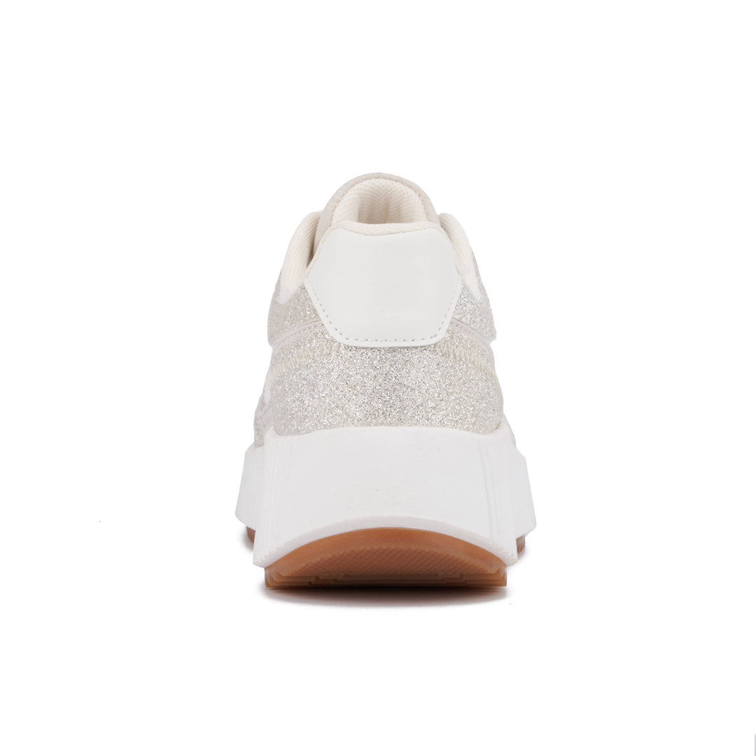 OLIVIA MILLER BEAUTY QUEEN LOW TOP SPARKLY SNEAKER - WHITE