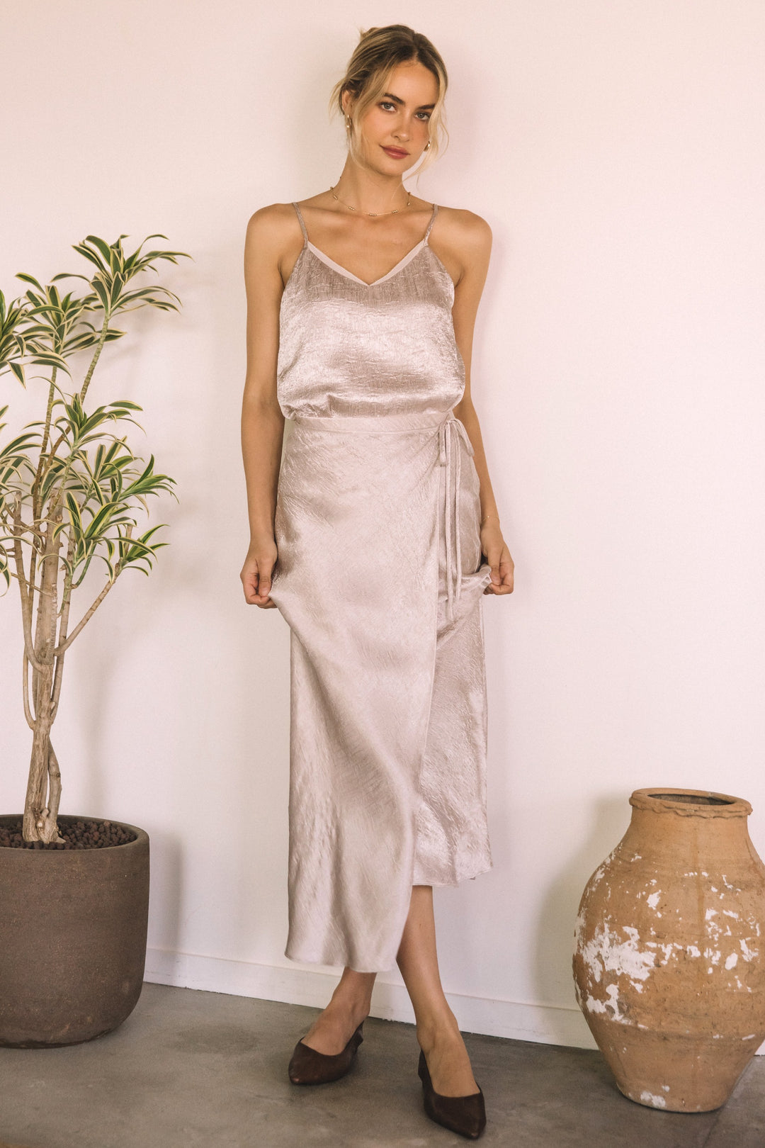 SATIN MAXI SKIRT - CHAMPAGNE