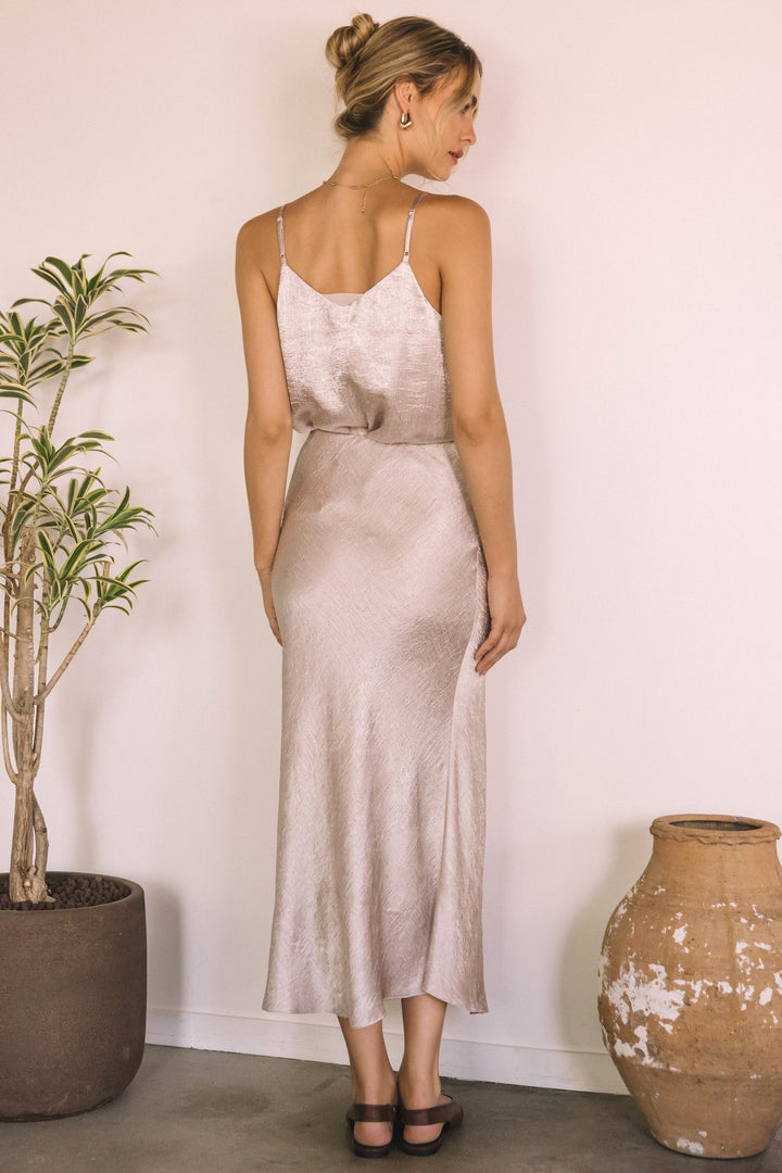 SATIN MAXI SKIRT - CHAMPAGNE