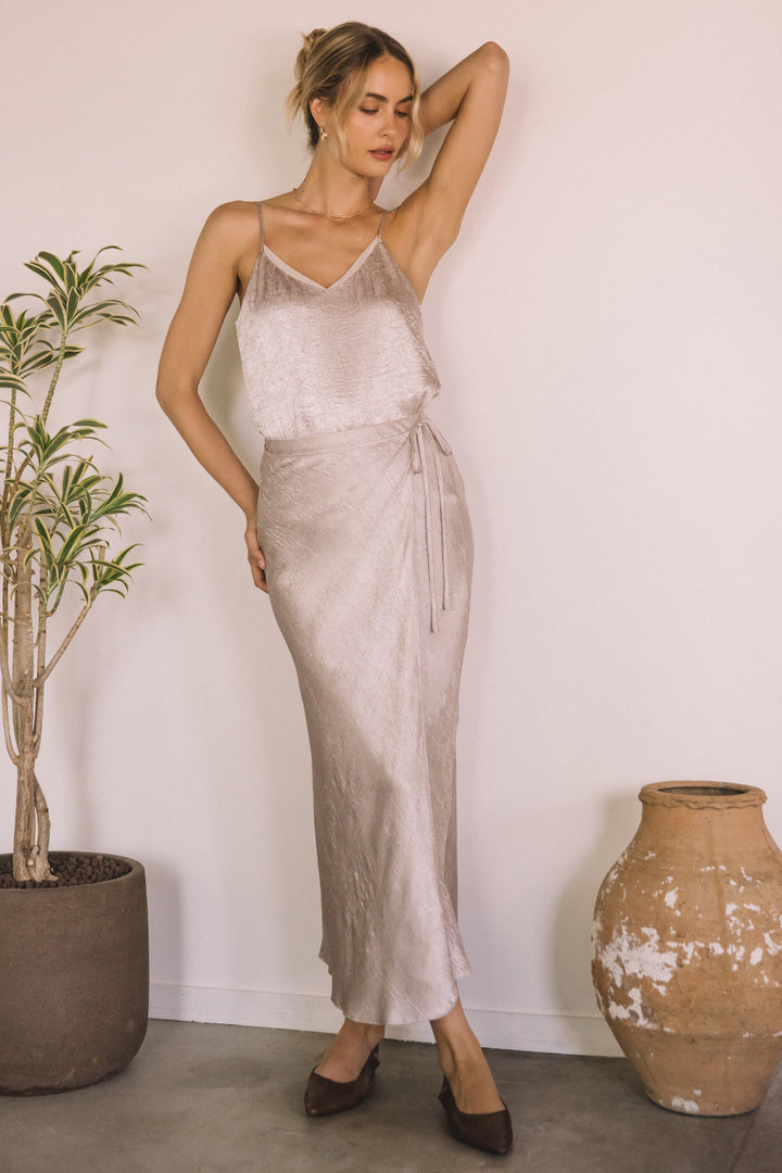 SATIN MAXI SKIRT - CHAMPAGNE