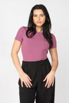 SHORT SLEEVE CREWNECK BODYSUIT - LIGHT PLUM