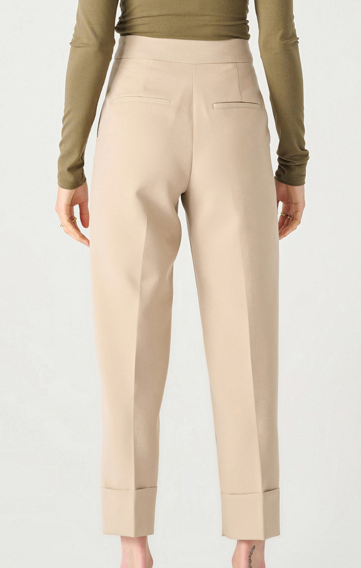 CUFFED STRAIGHT LEG PANTS - LIGHT TAUPE