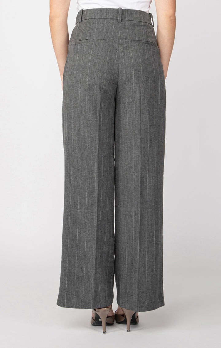 WIDE LEG PIN STRIPE TROUSER - GREY