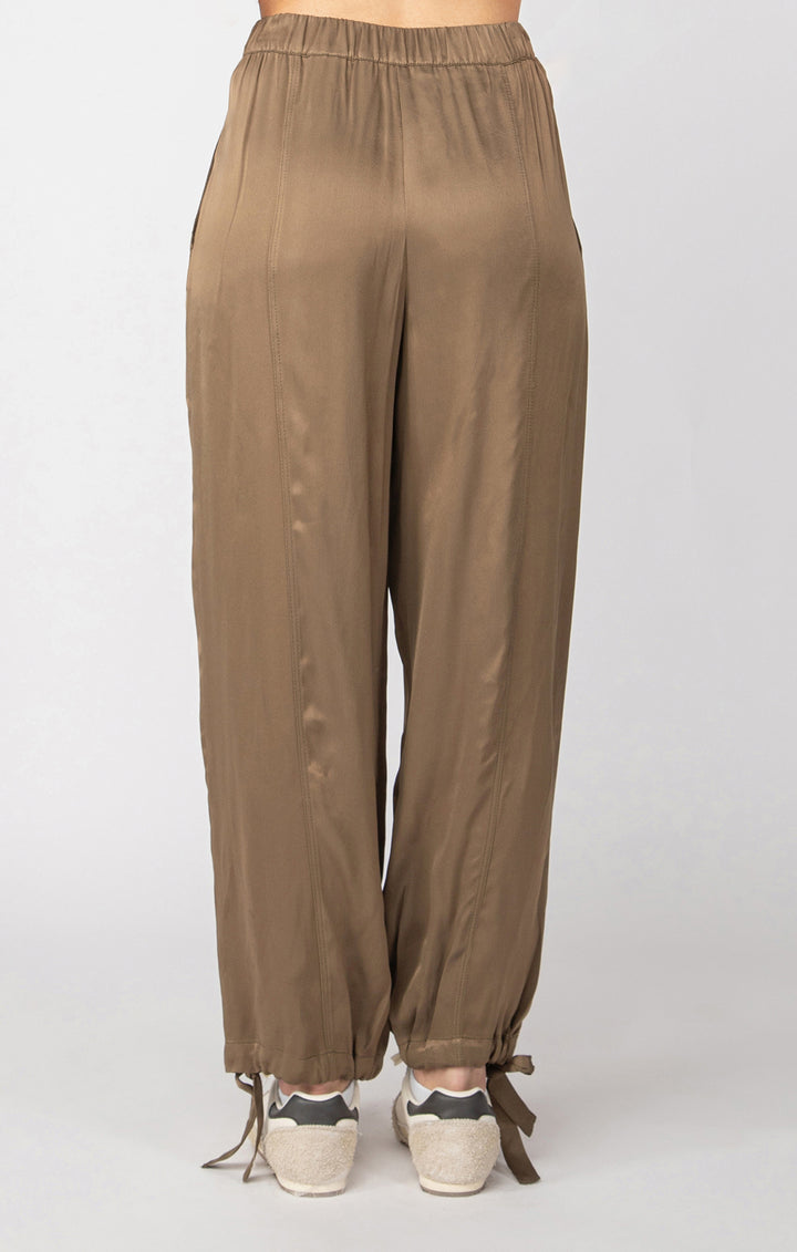 TIE CUFF SATIN PANT BY DEX - OLIVE