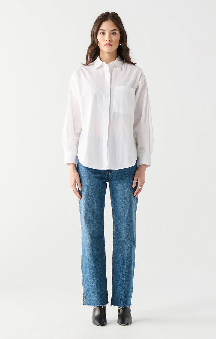 DEX POPLIN BUTTON FRONT SHIRT - WHITE