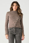 ASYMMETRIC BUTTONED LONG SLEEVE SWEATER - GREY