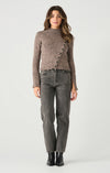 ASYMMETRIC BUTTONED LONG SLEEVE SWEATER - GREY