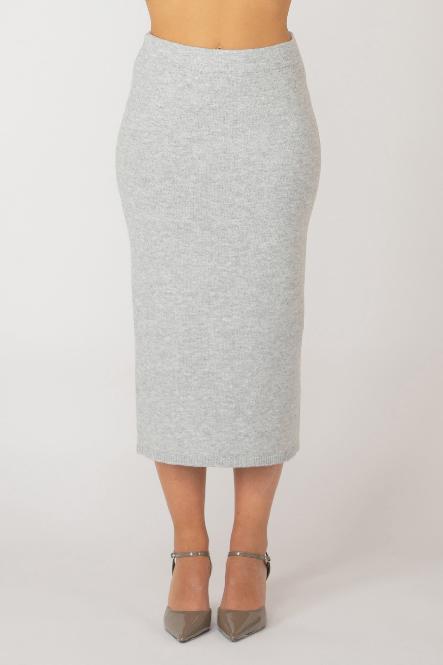 PULL ON MIDI SWEATER SKIRT - LIGHT GREY