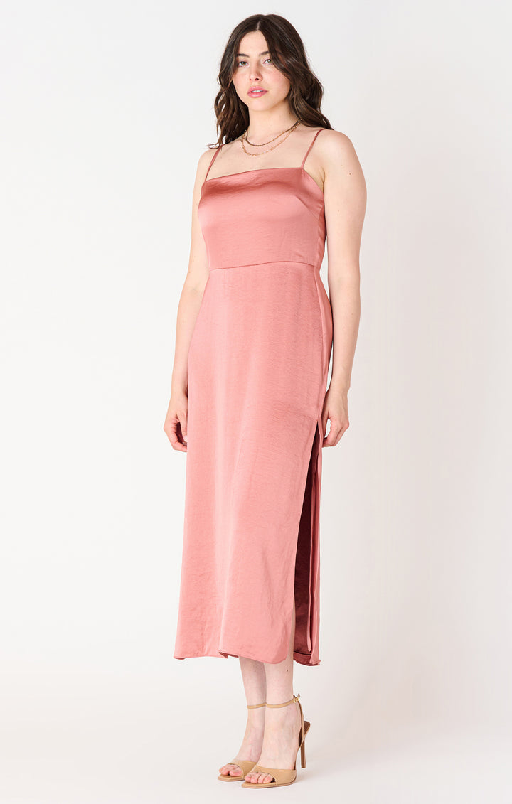 SQUARE NECK MIDI DRESS - ANTIQUE ROSE