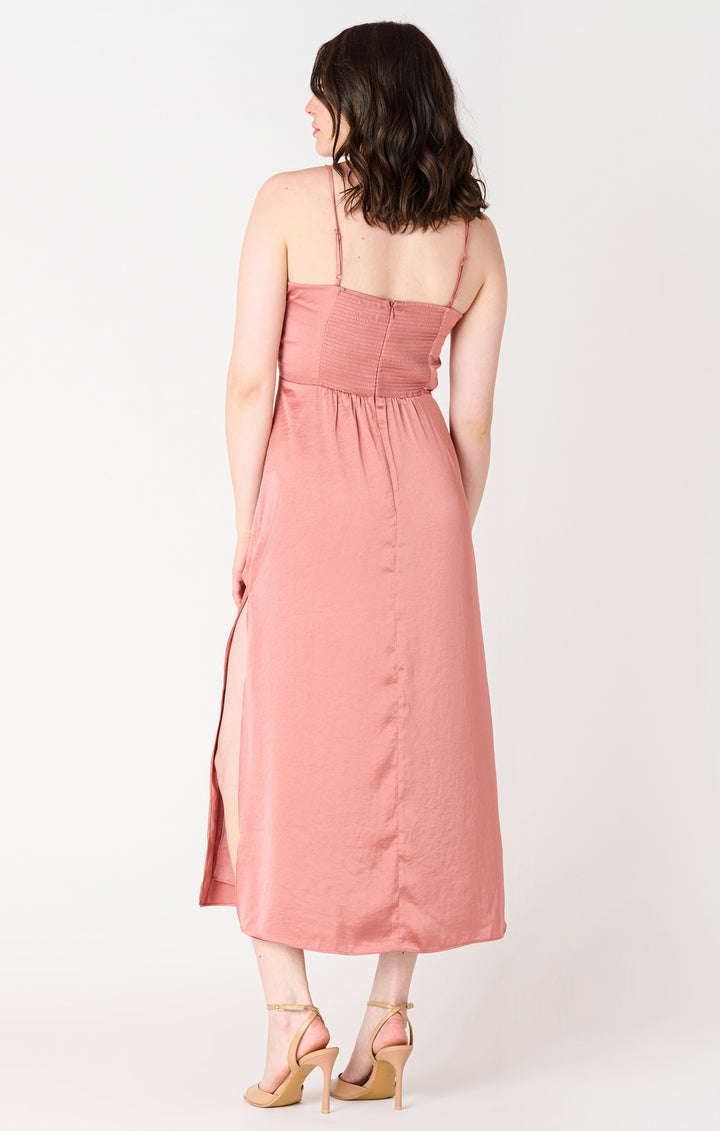 SQUARE NECK MIDI DRESS - ANTIQUE ROSE