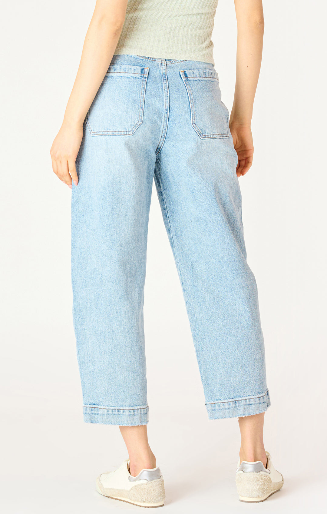 HIGH RISE STRAIGHT LEG ANKLE JEAN - MID WASH BLUE