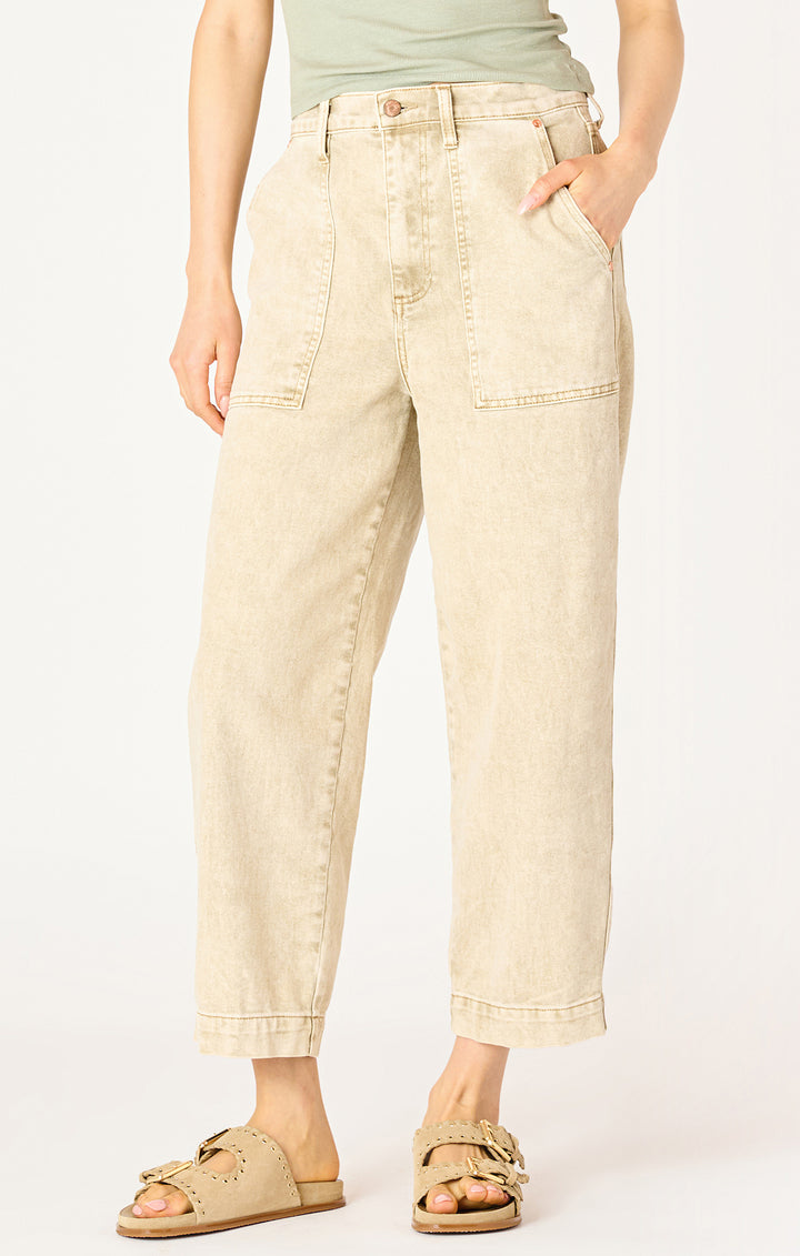 HIGH RISE STRAIGHT LEG ANKLE JEAN - FAWN