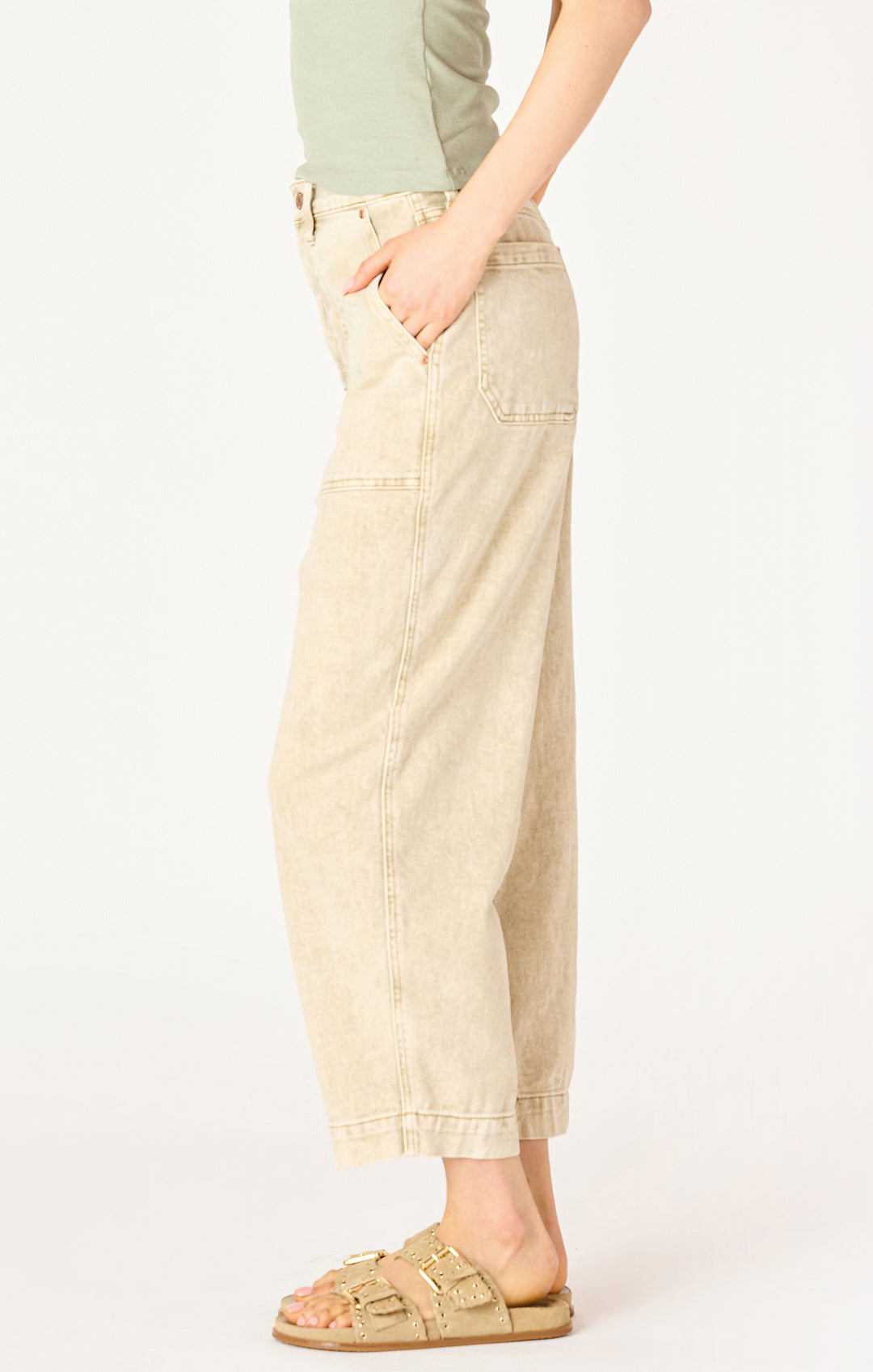 HIGH RISE STRAIGHT LEG ANKLE JEAN - FAWN