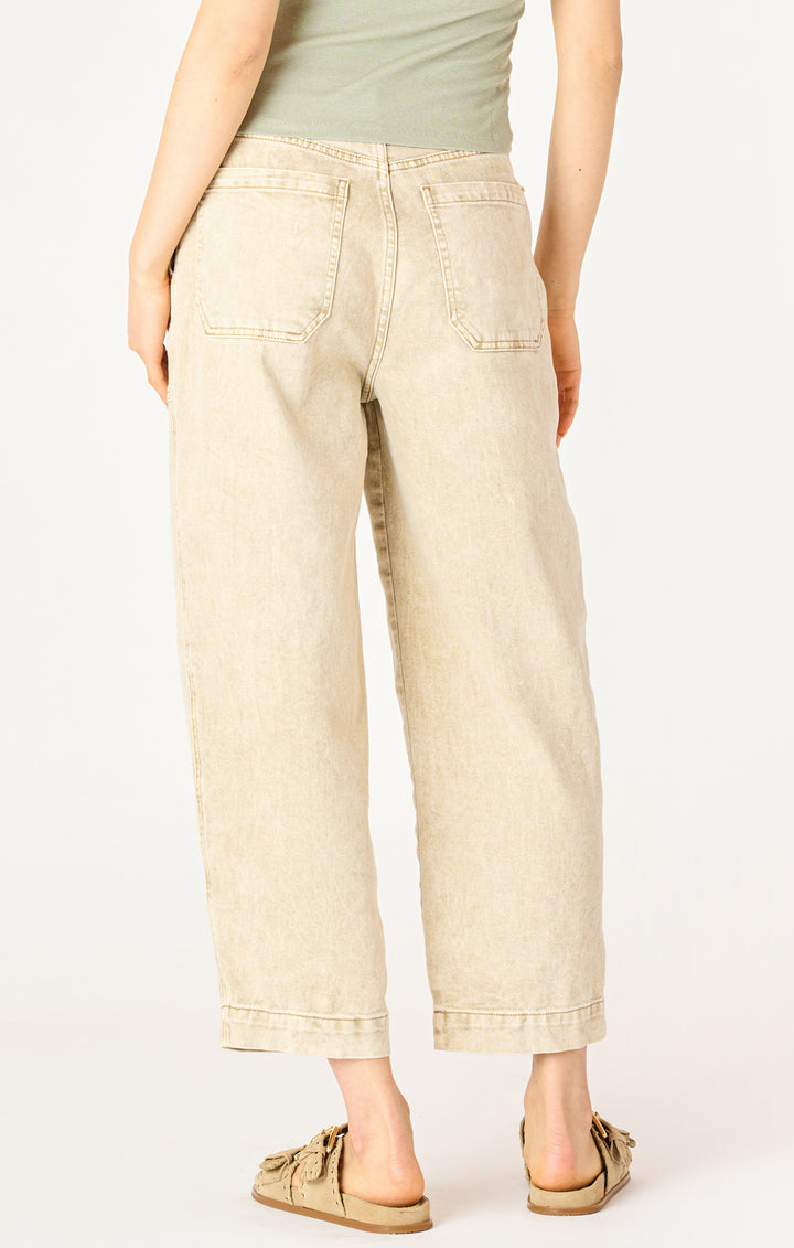 HIGH RISE STRAIGHT LEG ANKLE JEAN - FAWN