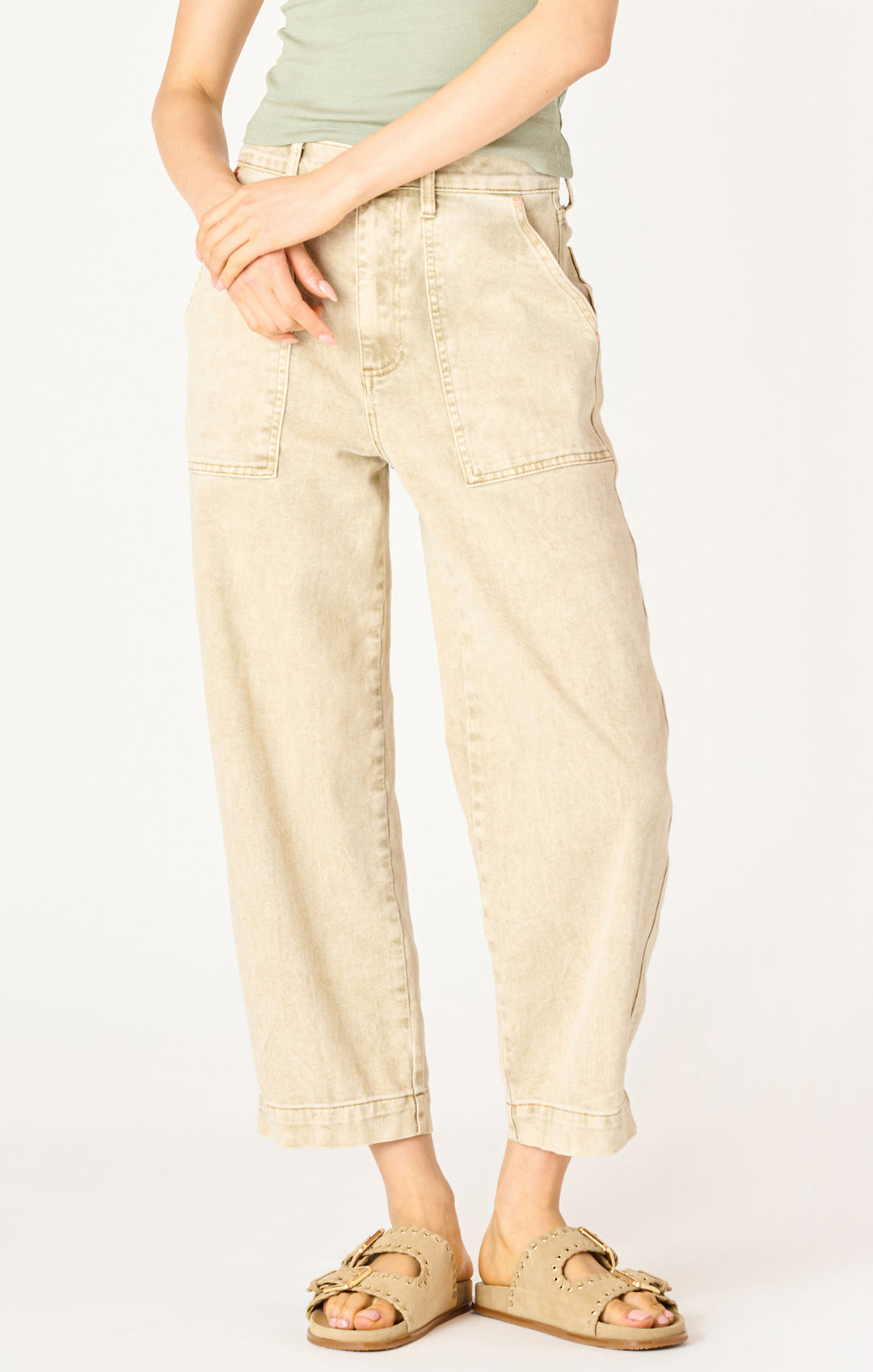 HIGH RISE STRAIGHT LEG ANKLE JEAN - FAWN