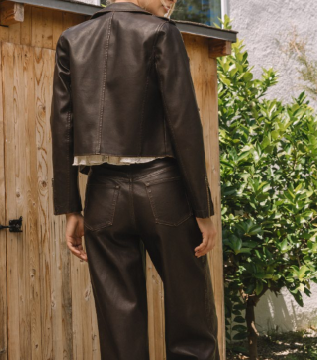 DISTRESSED BOMBER JACKET - COCOA
