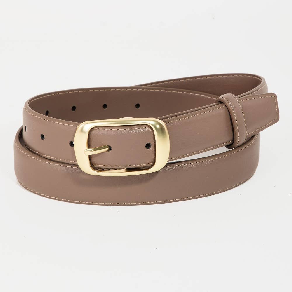 RECTANGLE BUCKLE LEATHER BELT