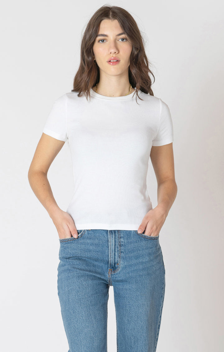 BASICE RIBBED TEE - WHITE