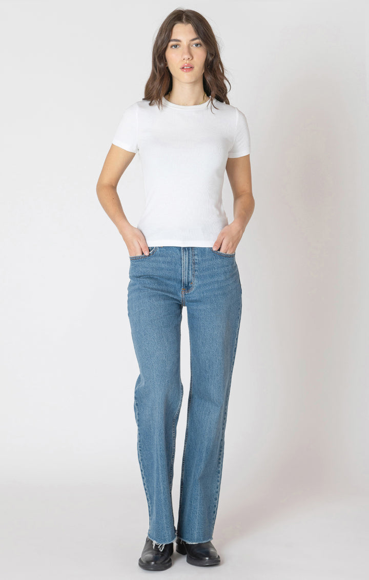 BASICE RIBBED TEE - WHITE
