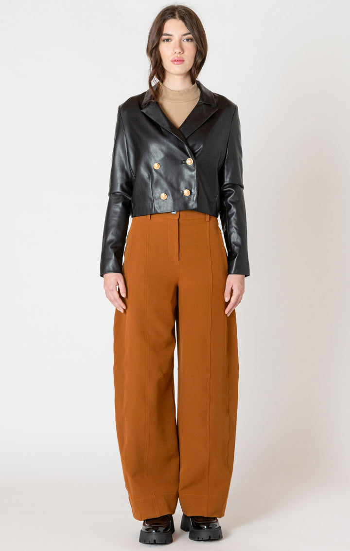 VEGAN LEATHER CROPPED MOTO JACKET - BLACK